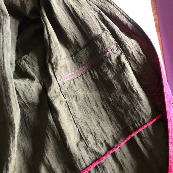 VTG Eddie Bauer Long Hooded Raincoat SP Red Green Nylon 90s Gorpcore Preppy - Picture 10 of 14